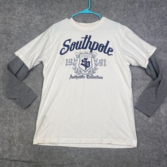 Vintage Southpole Y2K Skater Grunge Layer Long Sleeve Thermal Tee Sz L Hang Tag - Picture 1 of 9